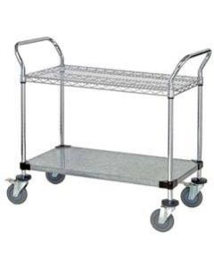 21" Deep x 48" Wide 2 Tier Wire and Solid Galvanized Utility Cart