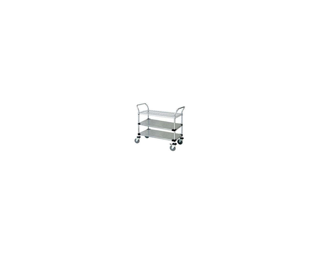 18" Deep x 36" Wide 3 Tier 1 Wire 2 Solid Galvanized Utility Cart