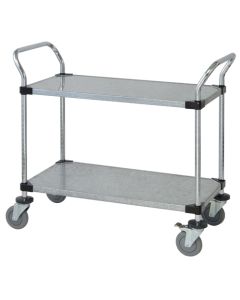 21" Deep x 72" Wide x 39" High Solid Stainless Steel 2 Solid Shelves Utility Cart
