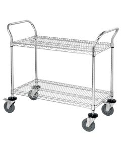 21" Deep x 72" Wide x 39" High Stainless Wire 2 Wire Shelves Utility Cart