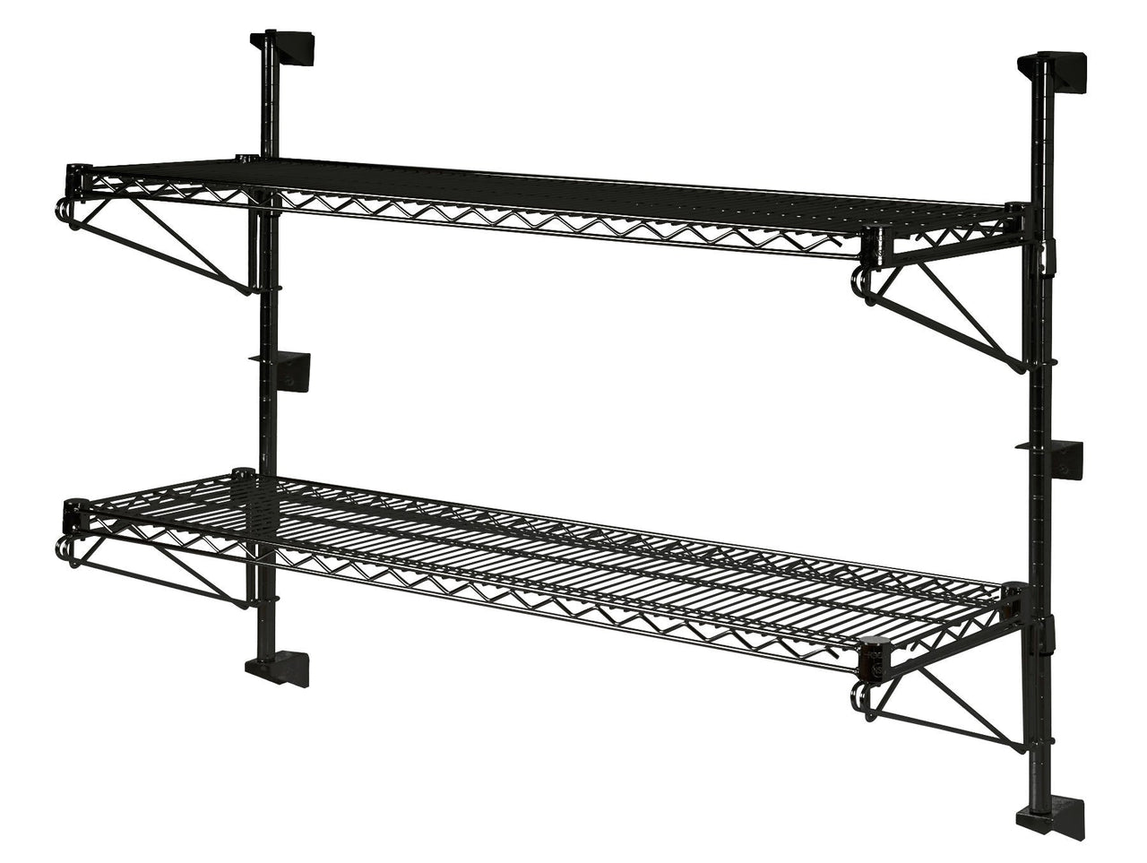 21" Deep x 36" Wide 2 Tier Black Wall Mount Shelving Kit