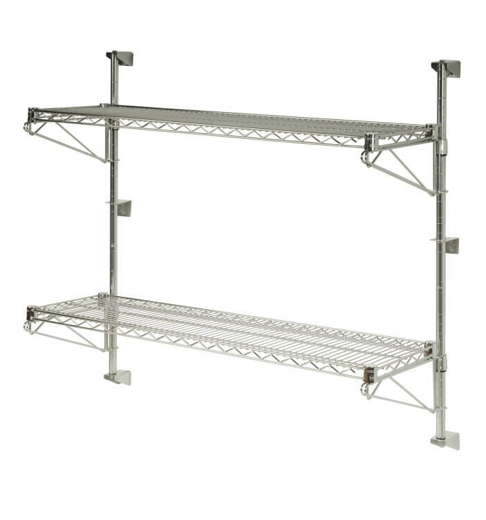 18" Deep x 54" Wide 2 Tier Chrome Wall Mount Shelving Kit