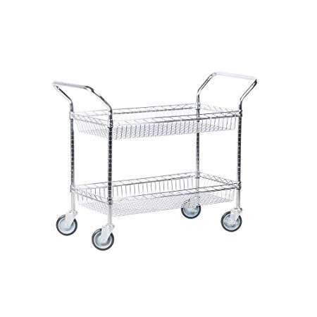 18" Deep x 48" Wide x 39" High Chrome 2 Basket Shelf Cart