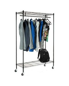 Mobile Garment Rack - 2 Tier - Black