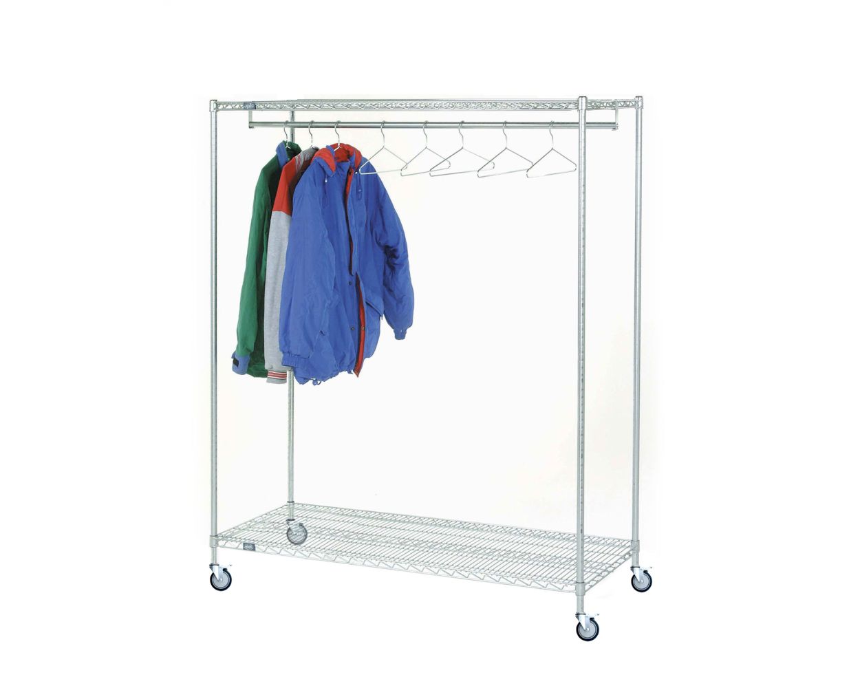 Mobile Garment Rack - 2 Tier - Chrome
