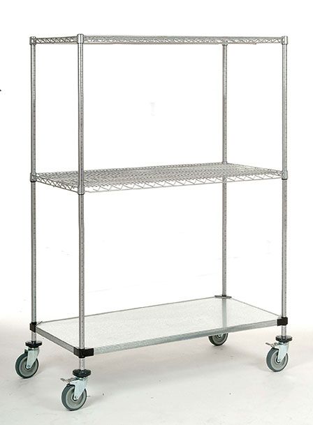 21" Deep x 30" Wide  3 Tier Chrome 2 Wire Shelves 1 Solid Shelf Truck