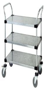 24" Deep x 60" Wide x 39" High Solid Galvanized 3 Solid Shelves Utility Cart