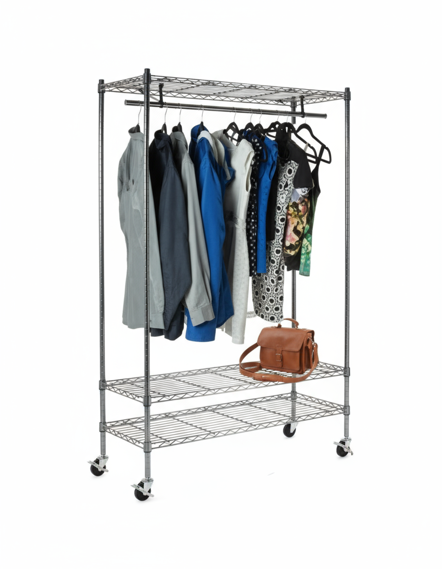 3-tier garment rack with gray wire