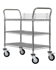 21" Deep x 24" Wide x 39" High 3 Tier Chrome Wire Utility Cart