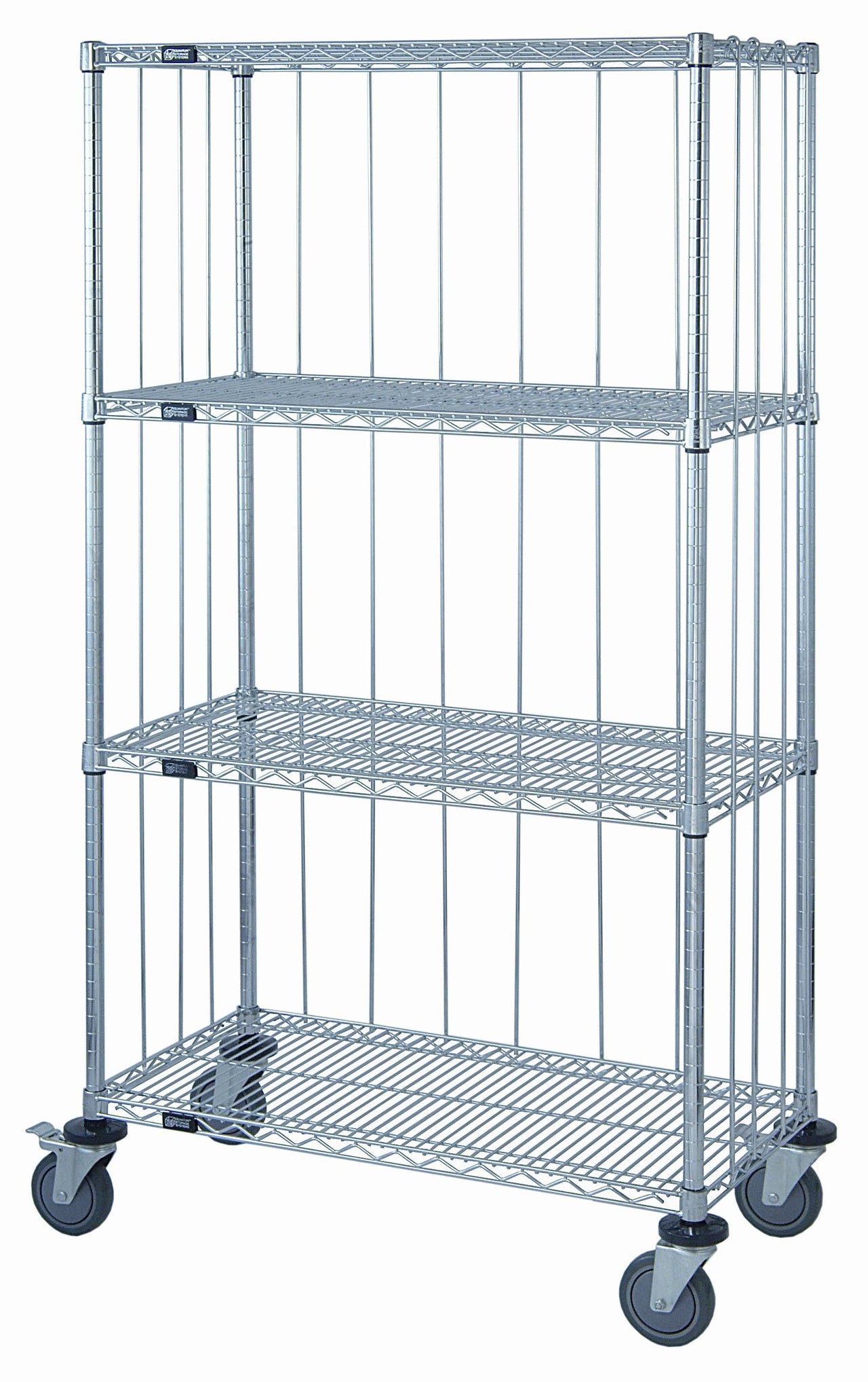 21" Deep x 54" Wide 4 Tier 3 Sided Wire Shelf Truck with Rods
