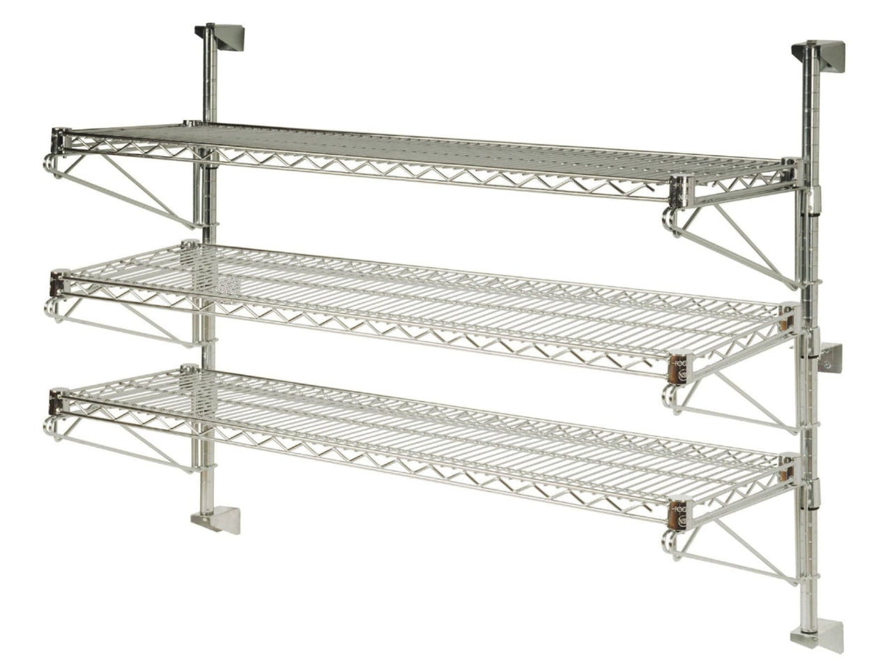 14" Deep x 36" Wide 3 Tier Gray Wall Mount Shelving Kit