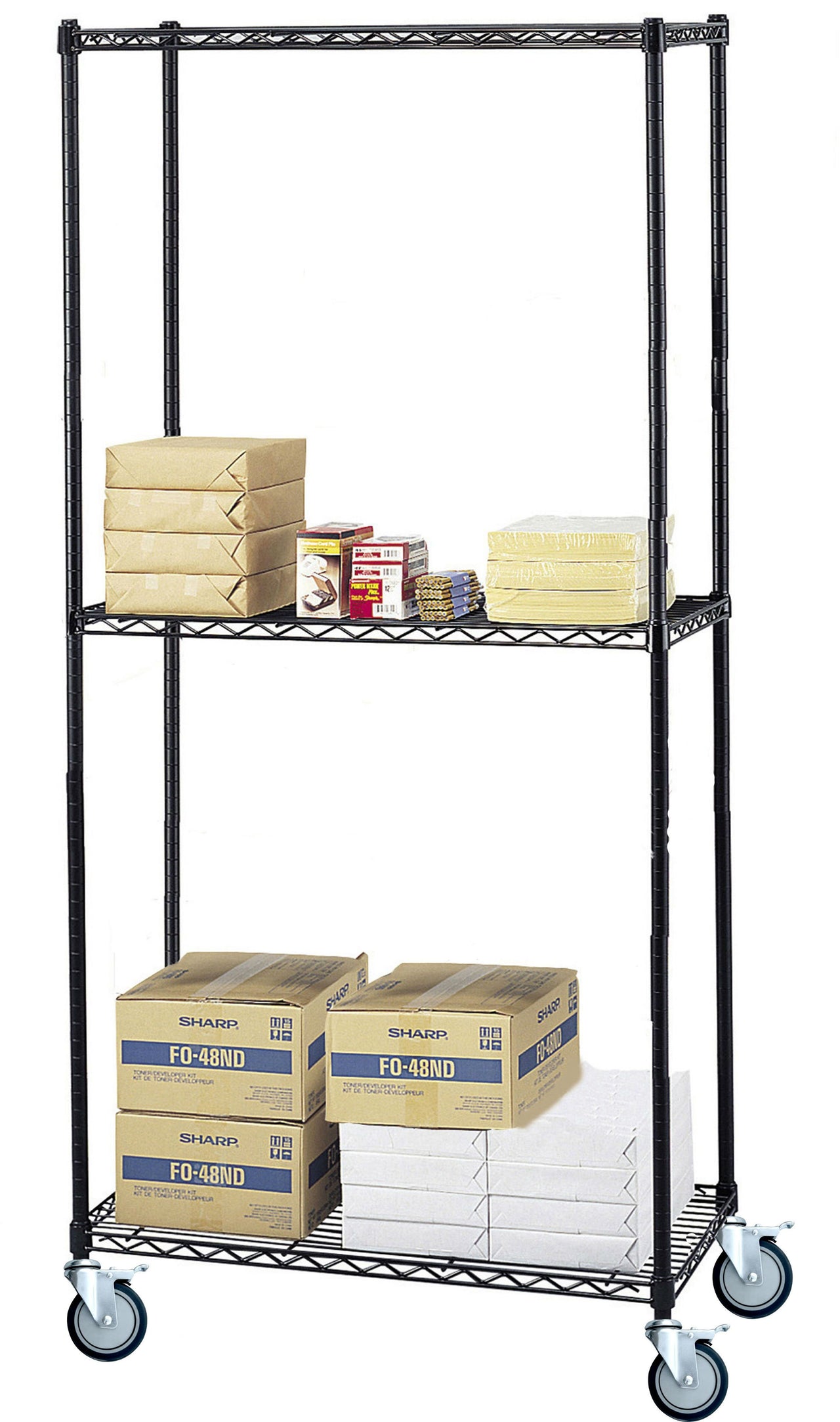 18" Deep x 48" Wide  3 Tier Black Wire Shelf Truck