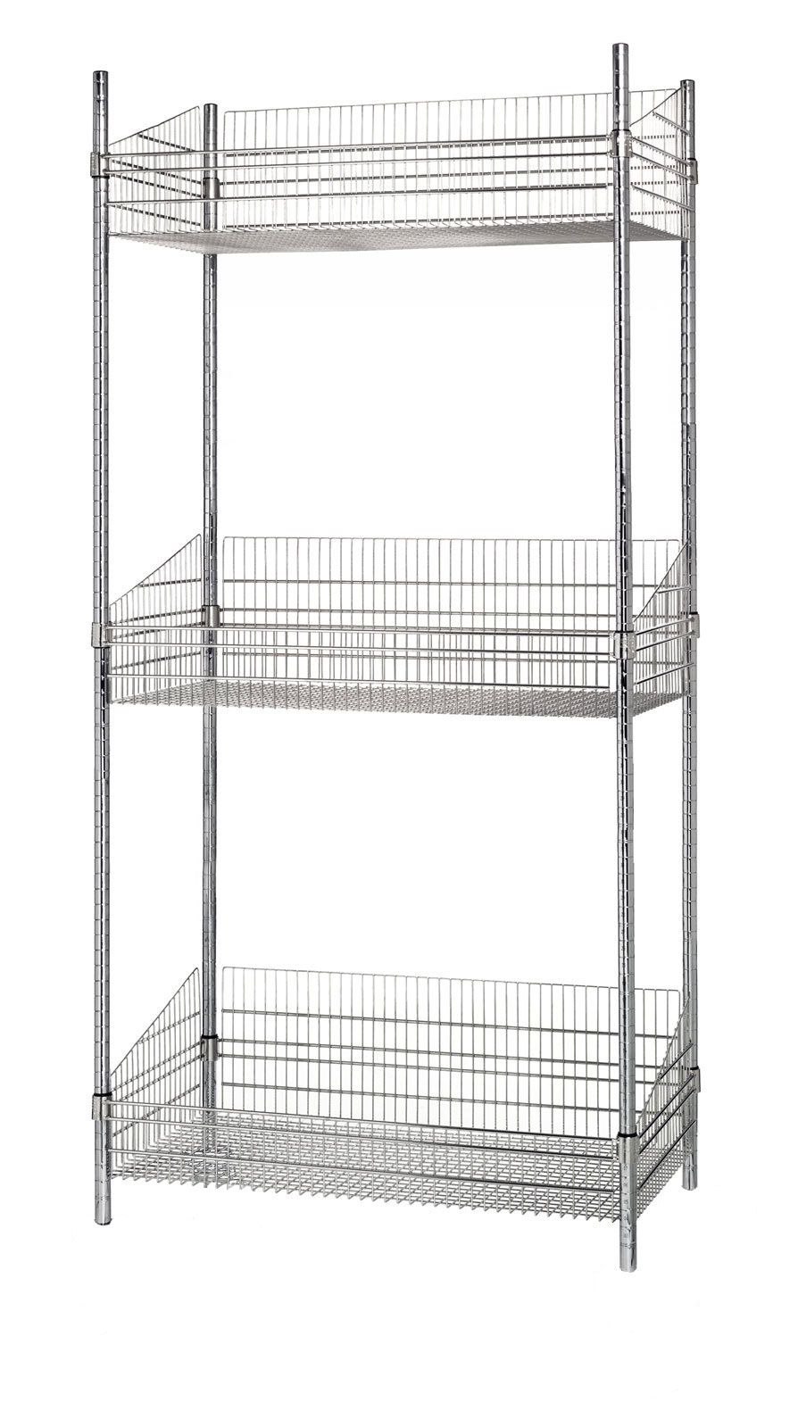 18" Deep x 36" Wide x 54" High 3 Tier Stationary Deep Basket Unit