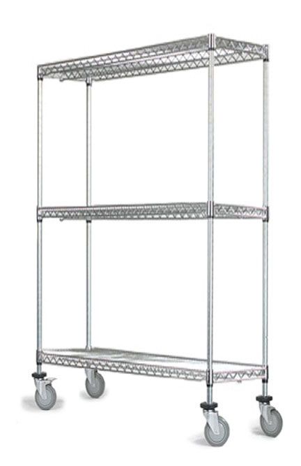 14" Deep x 42" Wide  3 Tier Chrome Wire Shelf Truck