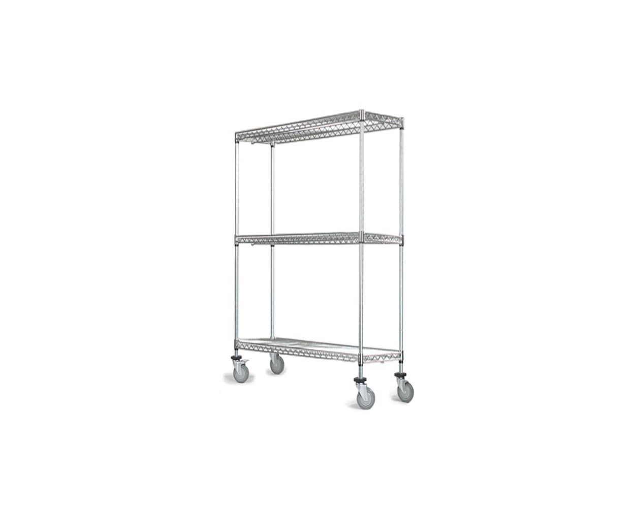 14" Deep x 54" Wide  3 Tier Stainless Steel Wire Shelf Truck