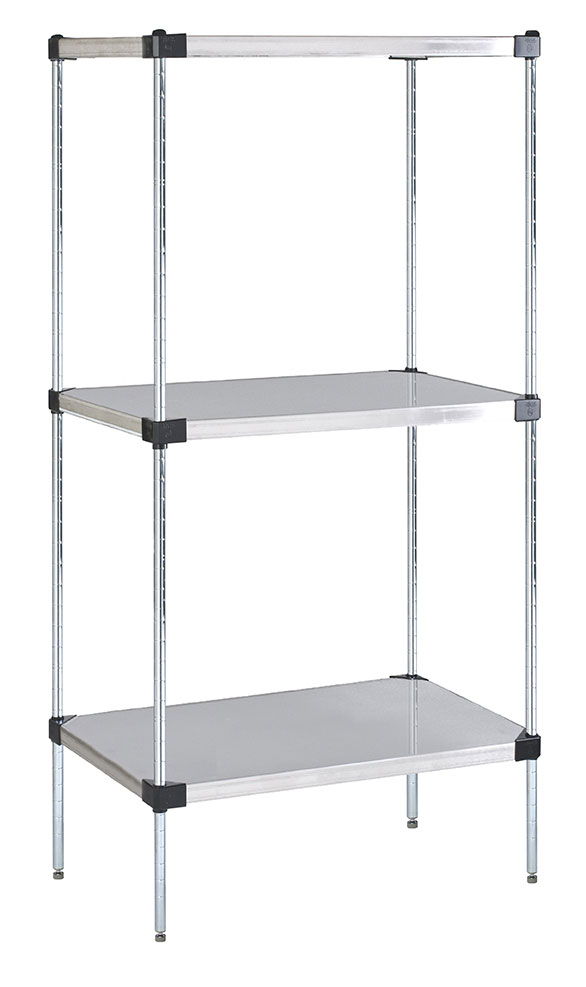 24" Deep x 60" Wide 3 Tier Solid Stainless Steel Shelving Unit