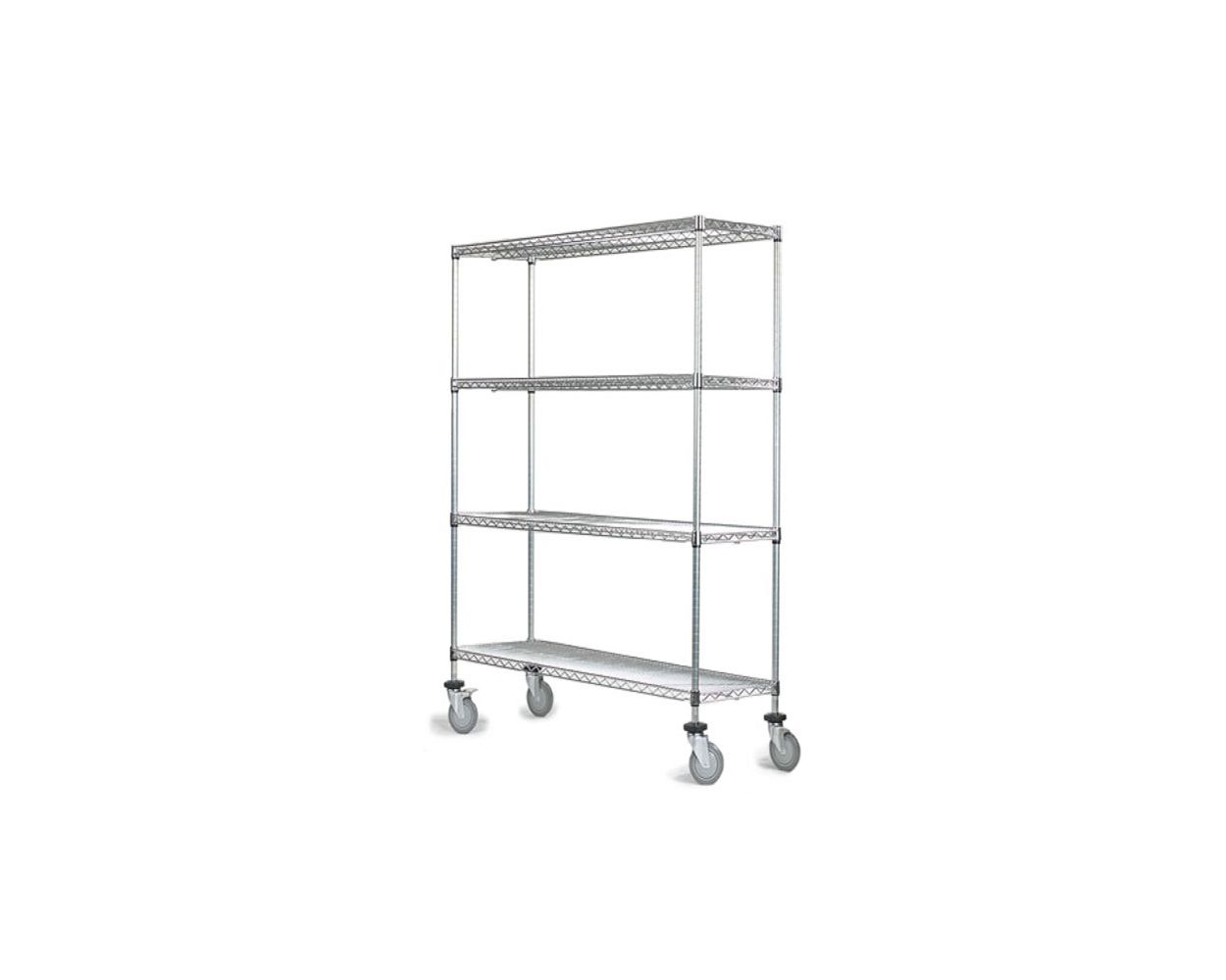 12" Deep x 60" Wide 4 Tier Chrome Wire Shelf Truck