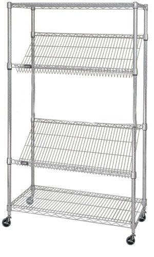 24" Deep x 36" Wide 4 Tier Black Slanted Wire Shelf Truck