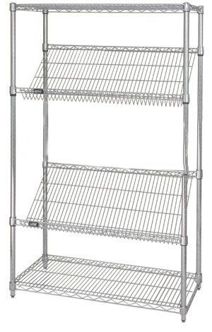 4 Tier Slanted Chrome Wire Shelf Starter Shelving Unit