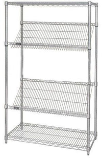 4 Tier Slanted Chrome Wire Shelf Starter Shelving Unit