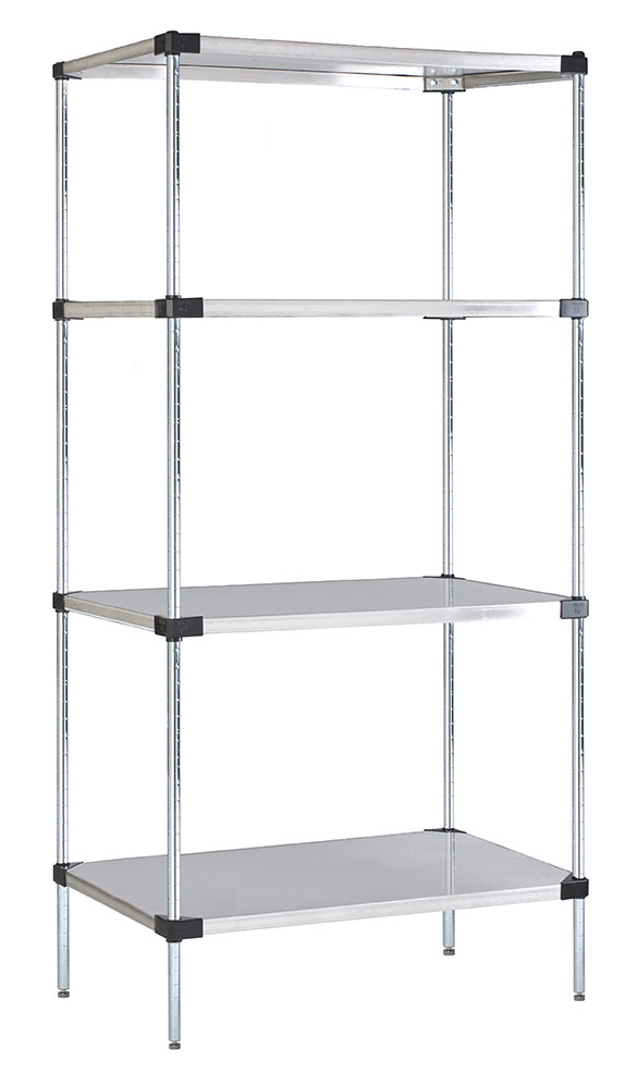21" Deep x 42" Wide 4 Tier Solid Stainless Steel Shelving Unit