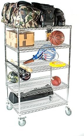 36" Deep x 60" Wide 5 Tier Chrome Wire Shelf Truck