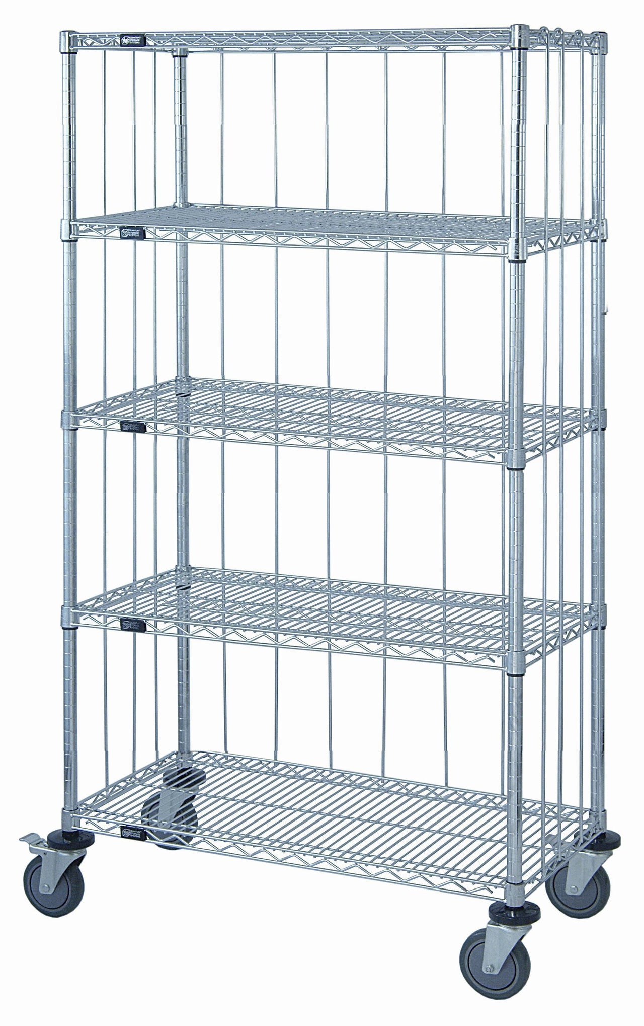 18" Deep x 54" Wide 5 Tier 3 Sided Wire Shelf Truck with Rods