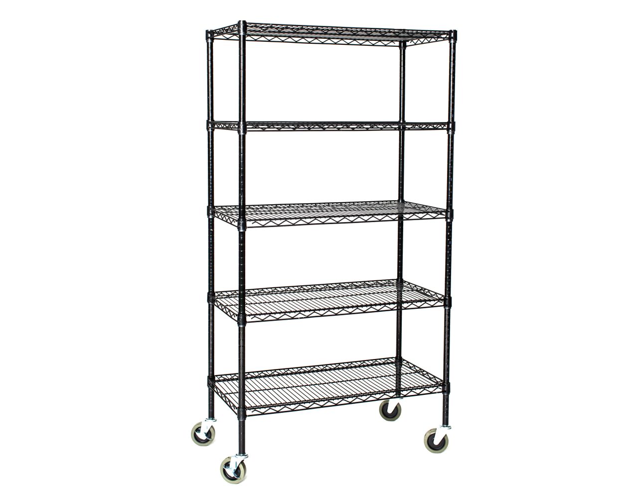 12" Deep x 60" Wide 5 Tier Black Wire Shelf Truck