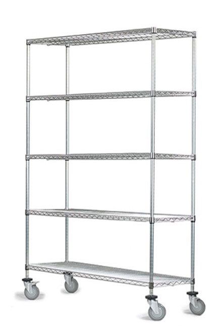 12" Deep x 48" Wide  5 Tier Stainless Steel Wire Shelf Truck