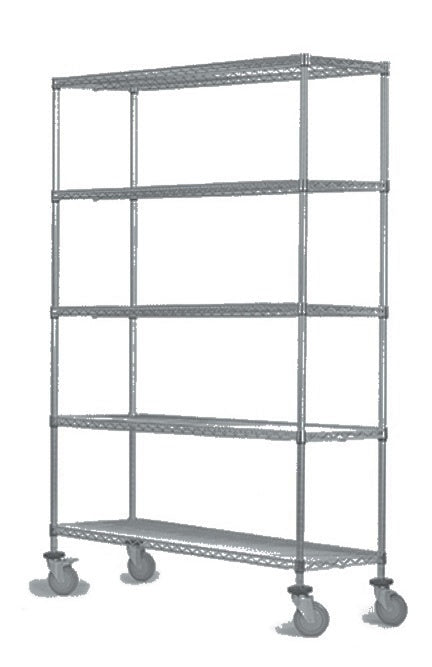18" Deep x 42" Wide  5 Tier Gray Wire Shelf Truck
