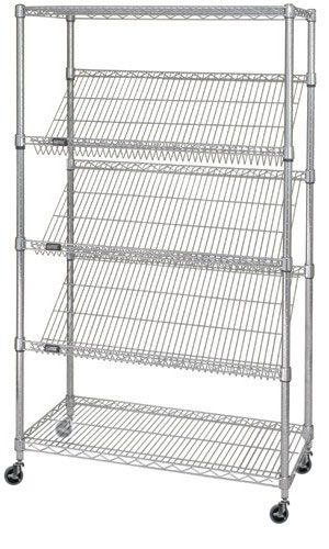 18" Deep x 60" Wide 5 Tier Black Slanted Wire Shelf Truck