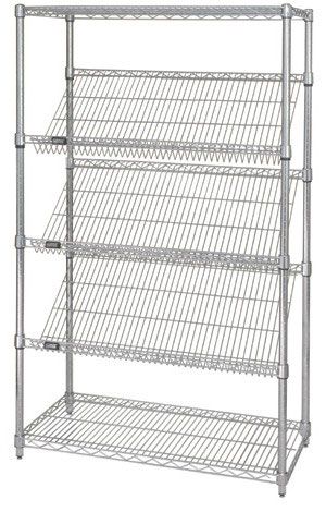 5 Tier Slanted Black Wire Shelf Starter Shelving Unit