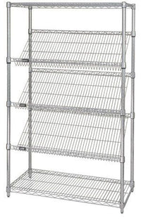 5 Tier Slanted Black Wire Shelf Starter Shelving Unit