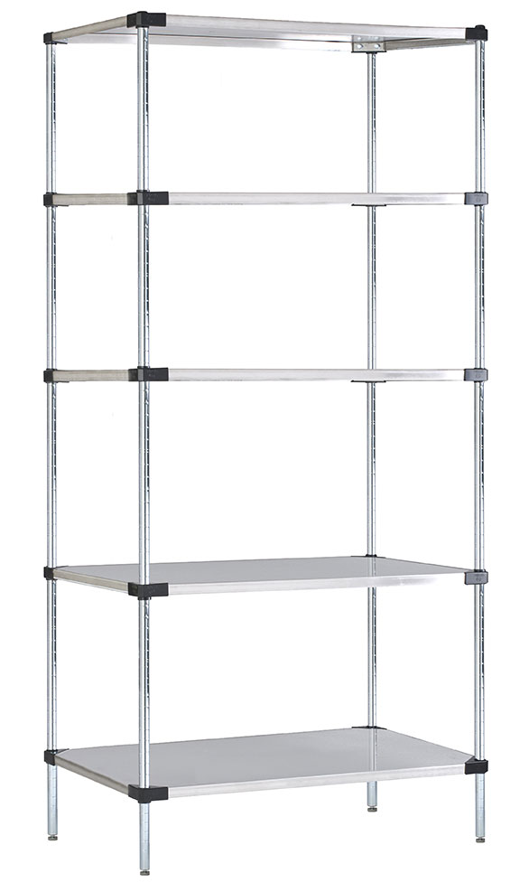 14" Deep x 24" Wide 5 Tier Solid Stainless Steel Shelving Unit