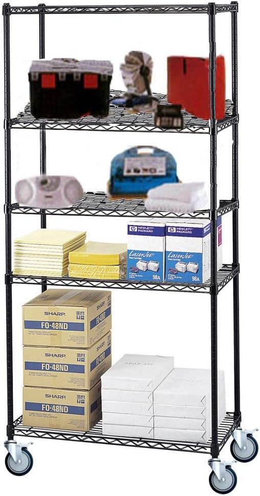 18" Deep x 72" Wide  3 Tier Black Wire Shelf Truck