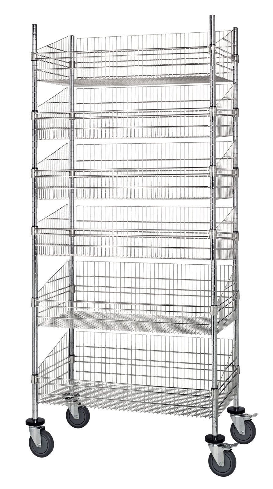 18" Deep x 48" Wide 6 Tier Chrome Mobile Deep Basket Unit