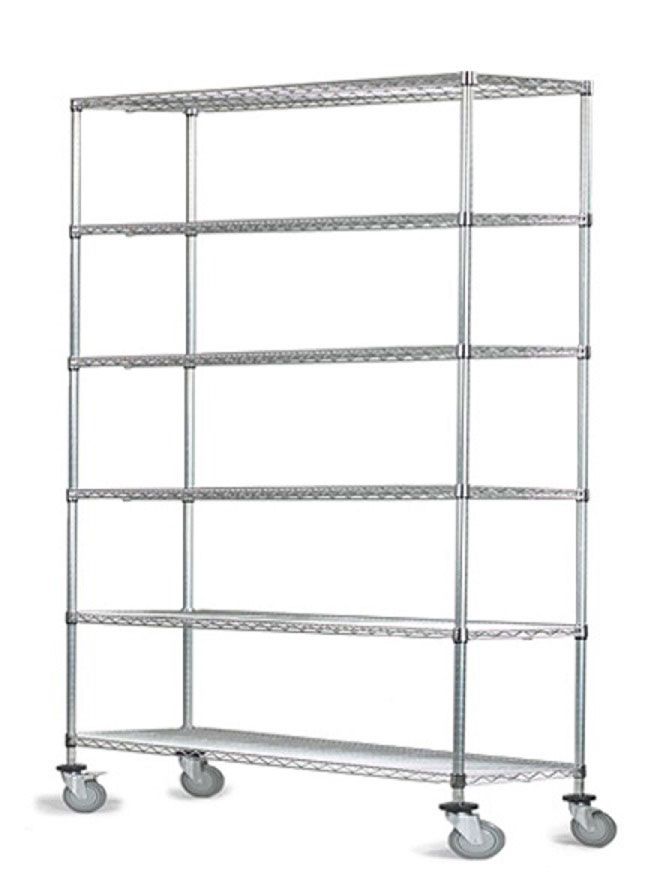 14" Deep x 60" Wide 6 Tier Stainless Steel Wire Shelf Truck