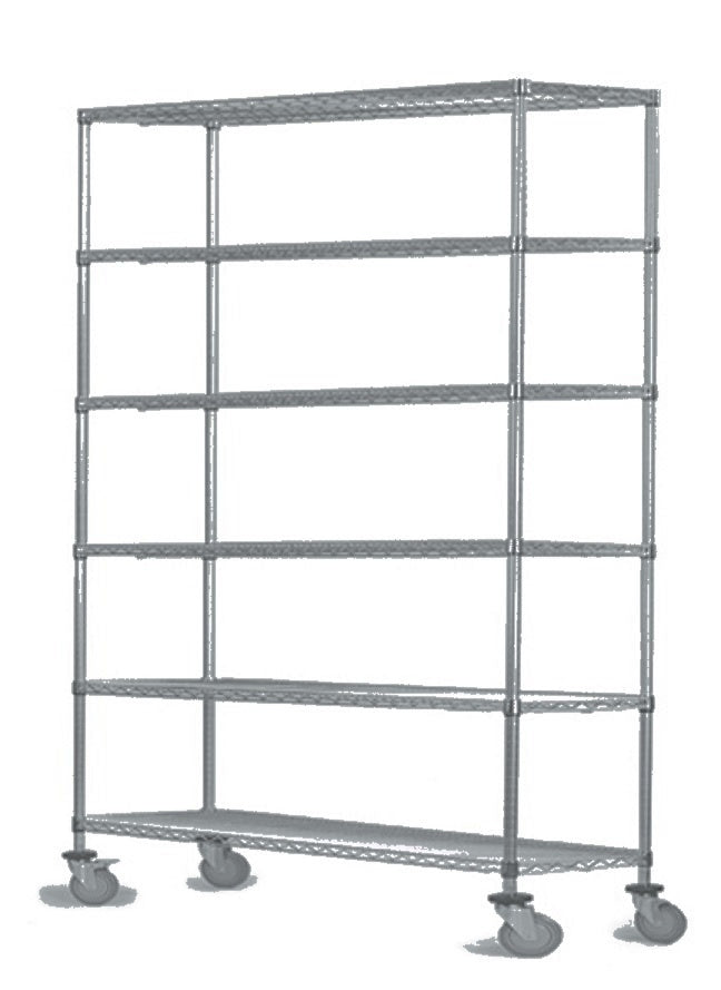 18" Deep x 72" Wide  6 Tier Gray Wire Shelf Truck