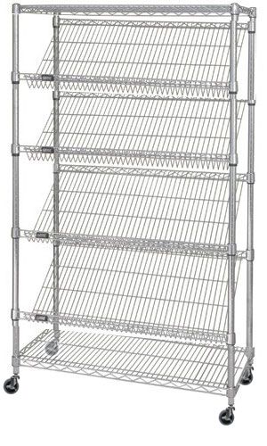 18" Deep x 48" Wide 6 Tier Chrome Slanted Wire Shelf Truck