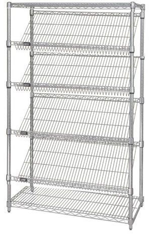 6 Tier Slanted Black Wire Shelf Starter Shelving Unit