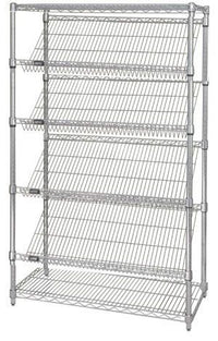 6 Tier Slanted Black Wire Shelf Starter Shelving Unit