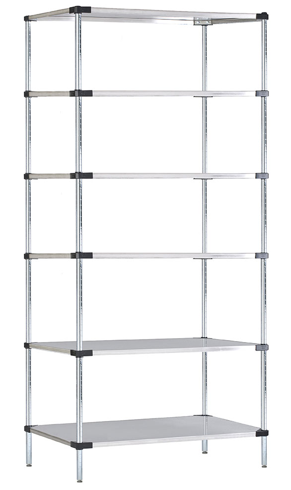 24" Deep x 36" Wide 6 Tier Solid Stainless Steel Shelving Unit