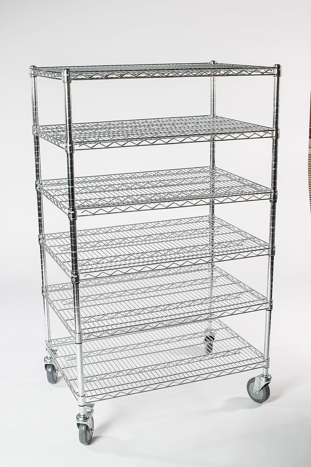18" Deep x 72" Wide 6 Tier Chrome Wire Shelf Truck