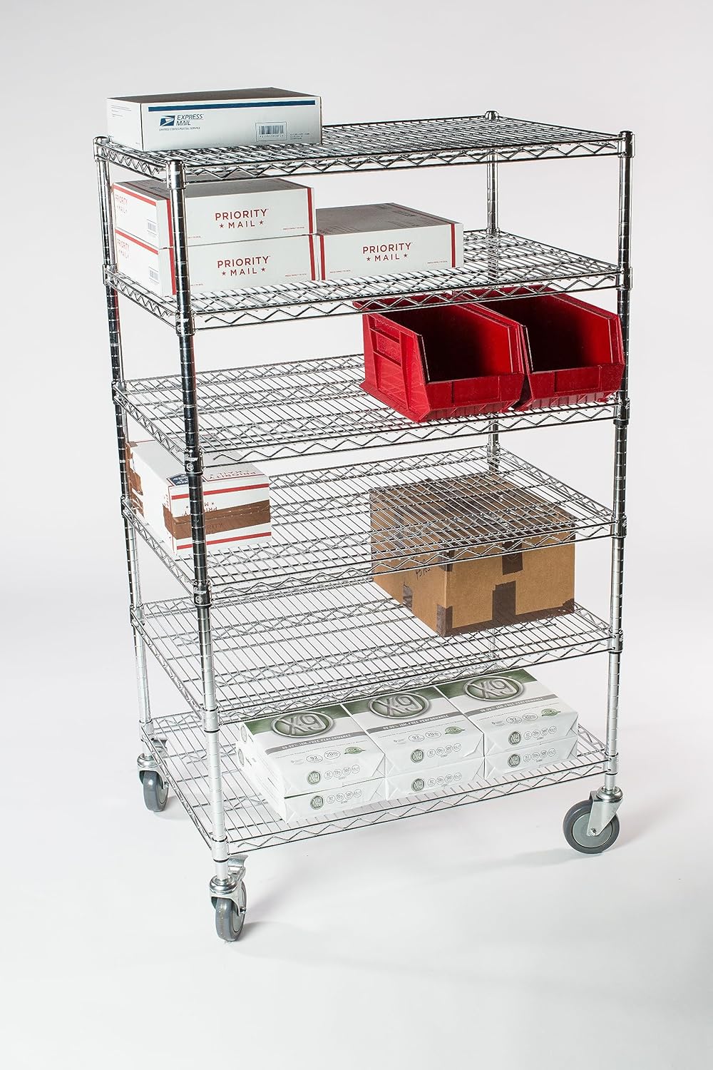 21" Deep x 72" Wide  3 Tier Chrome Wire Shelf Truck