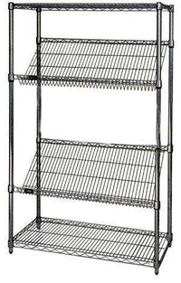 4 Tier Slanted Black Wire Shelf Starter Shelving Unit