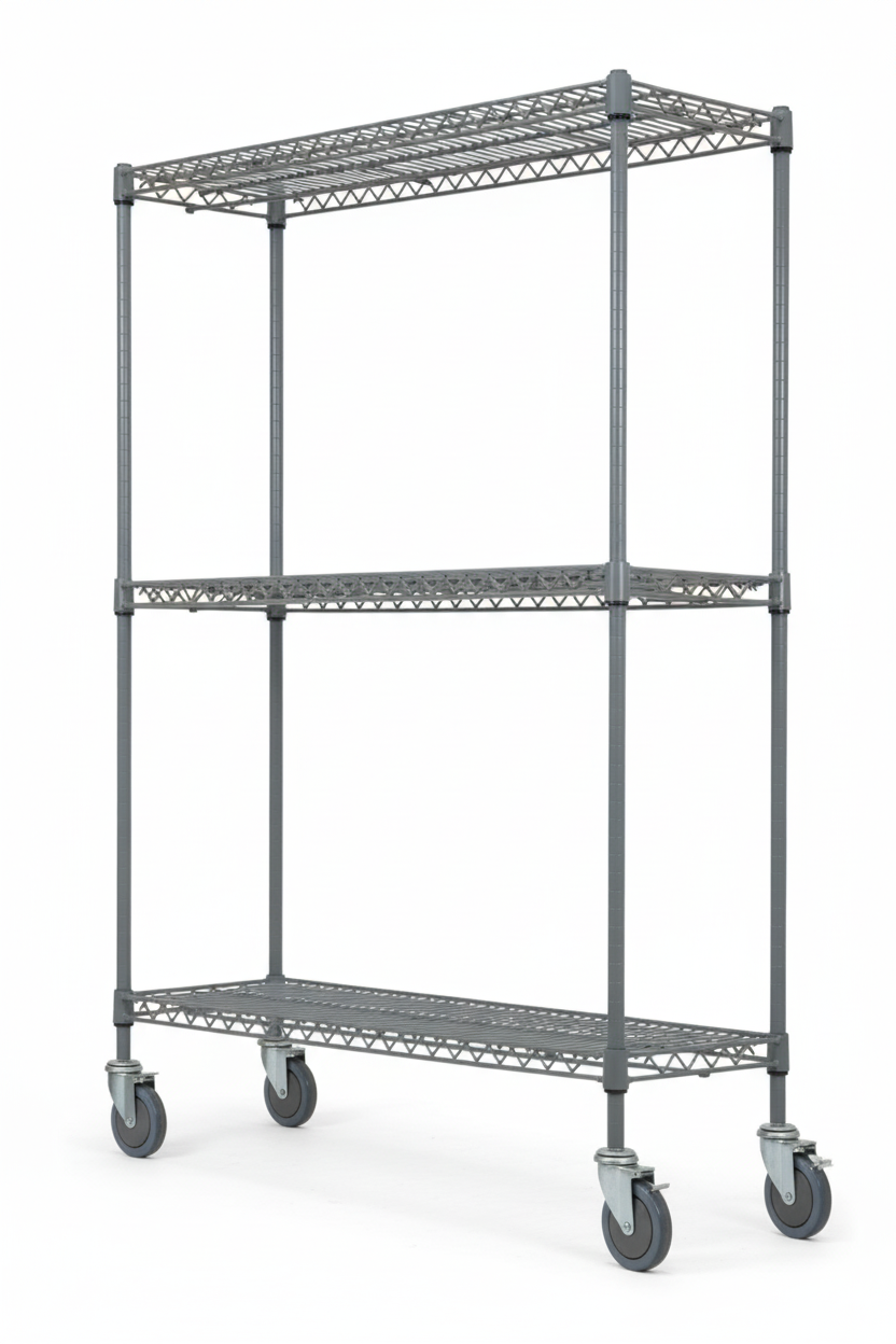 14" Deep x 30" Wide  3 Tier Gray Wire Shelf Truck