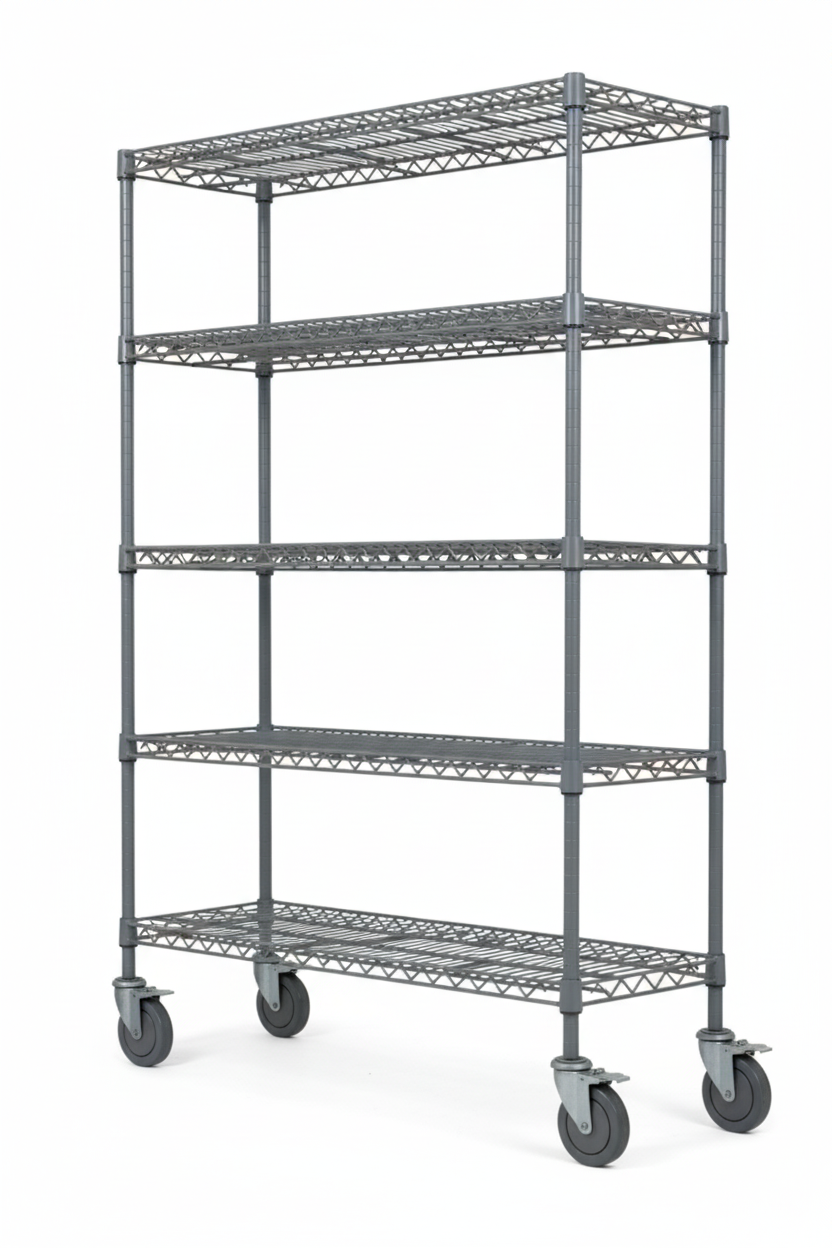 14" Deep x 30" Wide  5 Tier Gray Wire Shelf Truck