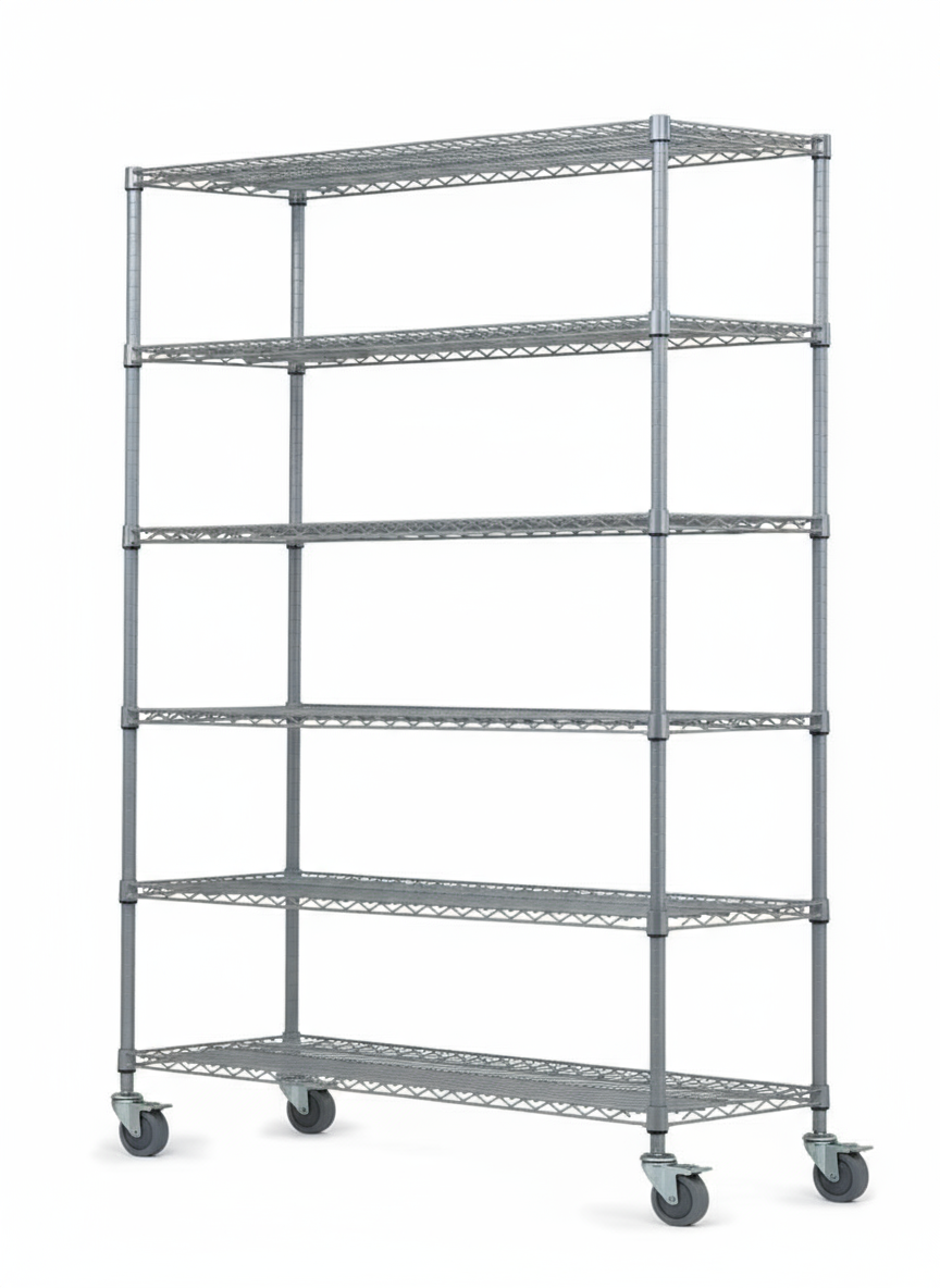 12" Deep x 24" Wide  6 Tier Gray Wire Shelf Truck
