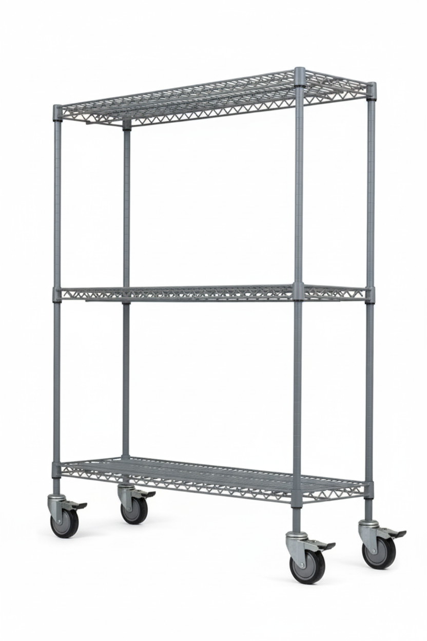 12" Deep x 24" Wide  3 Tier Gray Wire Shelf Truck