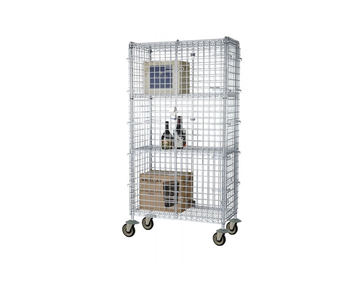 14" Deep x 36" Wide Chrome Mobile Wire Security Cage